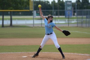 Olivia Foster pitching against Tennessee Photo by Bruce Branum    